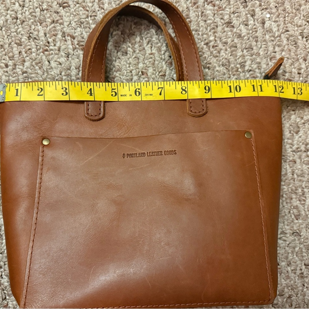 Portland Leather Mini Crossbody Tote Bag (honey) with Fortune Cookie Pouch - Picture 9 of 12
